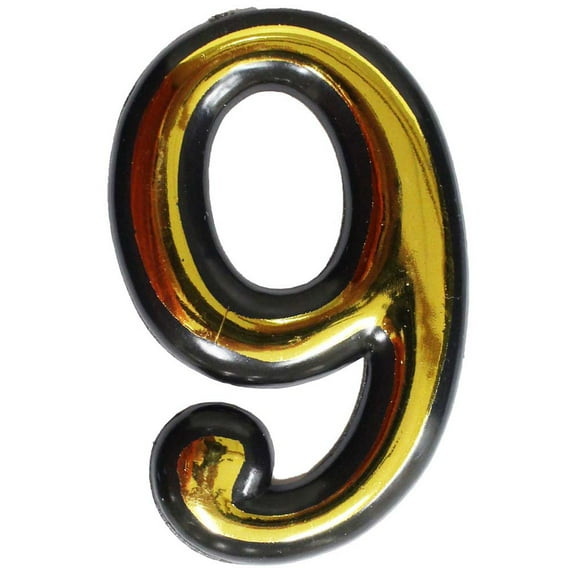 HAWK Gold Numeral 9 | Self-Adhesive Artisanal 4" Gold-Painted | Elegance & Versatility in Signage and Crafting | Versatile Usage for House & Event Signage