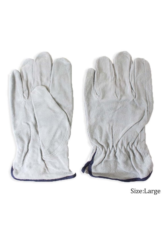 HAWK Men's Grey Split Leather Driver's Gloves | Size Large (L) | Unlined & Breathable | Secure Elastic Gather Wrist | Durable for Year-Round Use | Perfect for Warm Climates