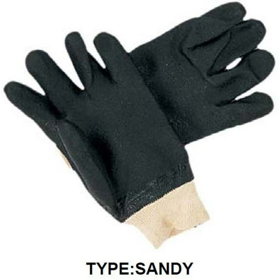 HAWK Men's PVC Double Dipped Coated Gloves | Size Large (L) | Sandy Finish for Superior Grip | Jersey Lined | Knit Wrist