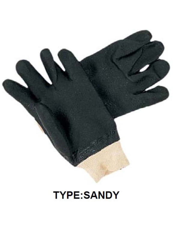 HAWK Men's PVC Double Dipped Coated Gloves | Size Large (L) | Sandy Finish for Superior Grip | Jersey Lined | Knit Wrist