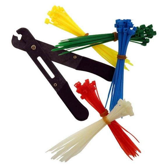 HAWK Precision Cable Tie Cutter Set | Flush Cutting Design | Includes 4 Colors of 4" (10.2 cm) Ties For Easily Identification & Organization | Ideal for Home & Workshop