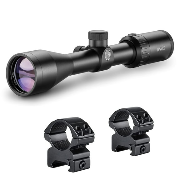 HAWKE Vantage 3-9x40 30/30 Reticle Riflescope with Match Mount 1in Medium Weaver Scope Rings (14120+22113)