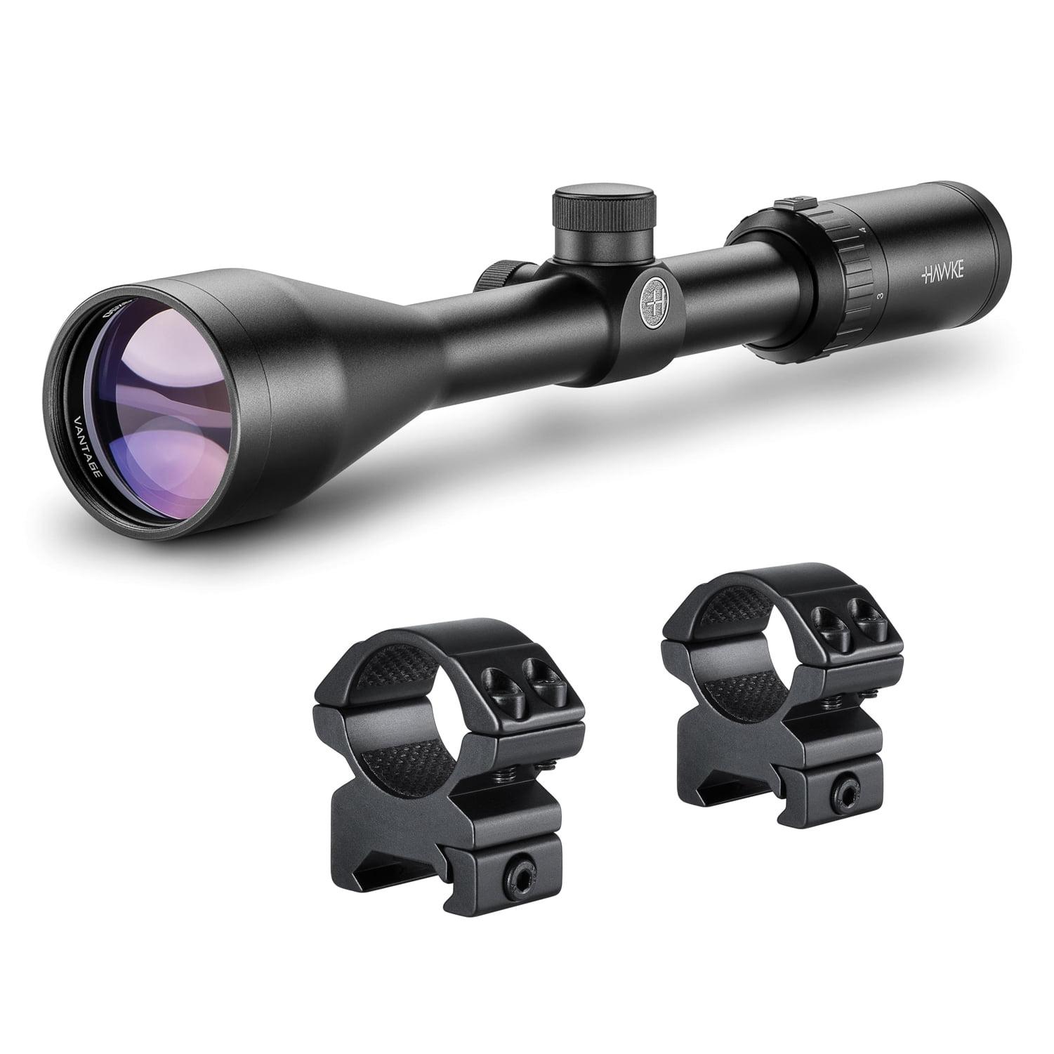 HAWKE Vantage 3-9x50 30/30 Reticle Riflescope with Match Mount 1in Medium Weaver Scope Rings (14130+22113)