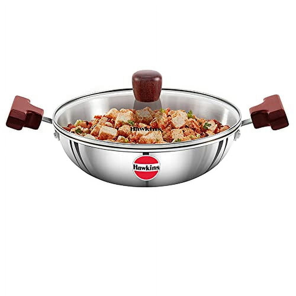 HAWKINS Litre Deep Fry Pan, Triply Stainless Steel Kadai with