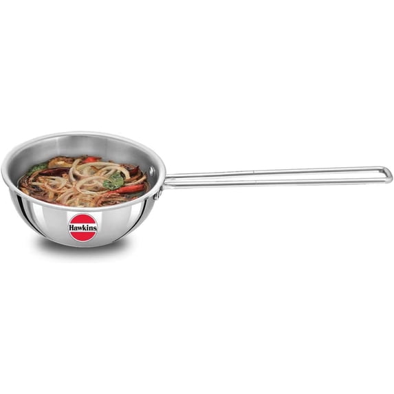 Hawkins 25 Cup Tadka Pan 600ml Triply Stainless Steel Pan Silver STP25