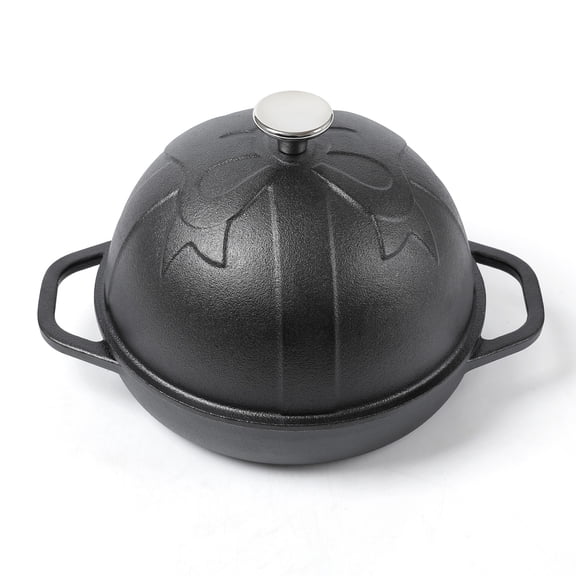 HAWOK Cast Iron Bread Cloche, Dia.7.8inch/20cm, 0.95qt, Sourdough Baking Pan Pre-seasoned Black