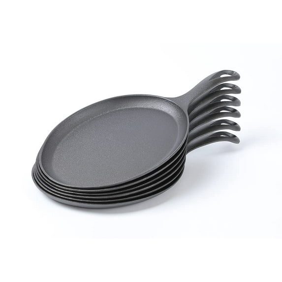 HAWOK Cast Iron Fajita Plate Sizzler Pan, Pre-seasoned Cast Iron Skillet, Set of 6