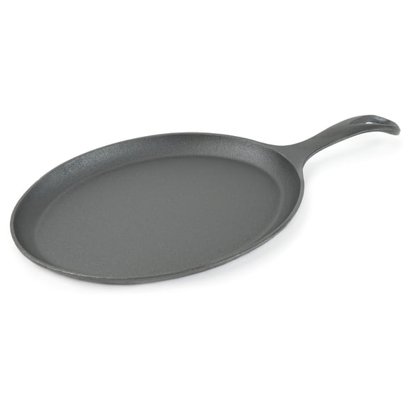 HAWOK Cast Iron Oval Serving Platter, Pre-Seasoned Small Sizzler Plate with Handle, Heat-Retaining Stove-to-Table Server