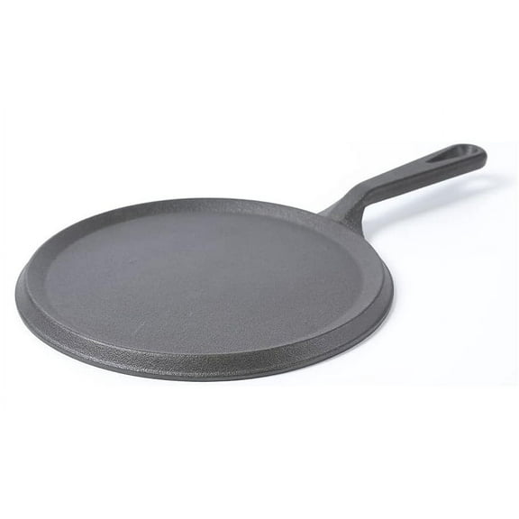HAWOK Cast Iron Round Griddle, Pre-seasoned Comal Pan, 9.5" Crepe Maker Pan