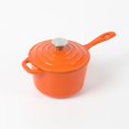 thumbnail image 1 of HAWOK Enameled Cast Iron Mini Saucepan, 1QT Saucepan with Lid and Long Handle, Orange, 1 of 4