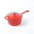 thumbnail image 1 of HAWOK Enameled Cast Iron Saucepan, 2.65QT Saucepan with Lid and Long Handle, Grey, 1 of 2
