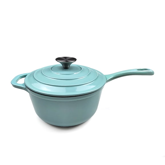 HAWOK Enameled Cast Iron Saucepan 2-Quart Dia.18CM Green