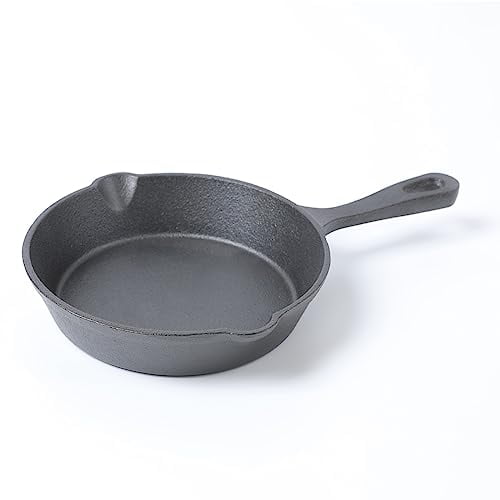 HAWOK Mini Pre- seasoned Cast Iron Skillet,Dia.6 inch Round pan cast iron server frying pan