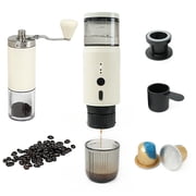 HAWOK Portable Espresso Coffee Machine & Manual Coffee Grinder Set, 80ml Water Tank, for Camping, Hiking, RV, Office, Home & Car