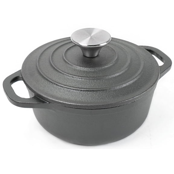 HAWOK 5.5" Individual Serving Cast Iron Dutch Oven with Lid, Pre-Seasoned Cocotte for Baked Beans, Soup, Chili & Mac Cheese