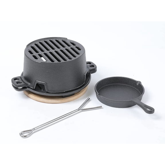 HAWOK Pre-seasoned Hibachi Grill, Charcoal Grill for Outdoor Camping BBQ Cooking