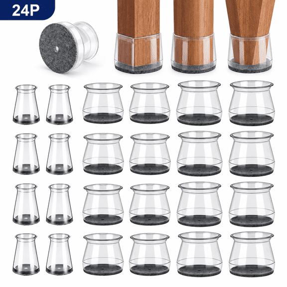 HAWQP 24/40 pcs Chair Leg Floor Protectors,Silicone Chair Leg Covers Chair Leg Pads for Hardwood Floors,Universal Round Floor Protectors for Chairs,Felt Furniture Pads Fit: 0.63-1.77"-3 Size