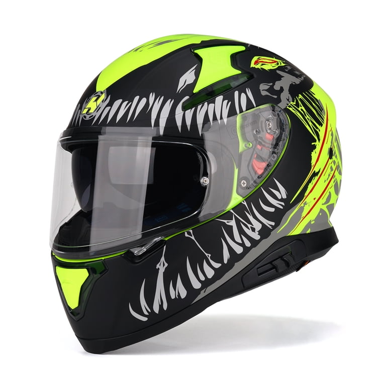 HAX Full Face Motorcycle Helmet with Dual Rear Wing, Motorbike Street Bike  Helmet with Pinlock Ready Plastic Nails for Adult,DOT Approved(Impulse ...