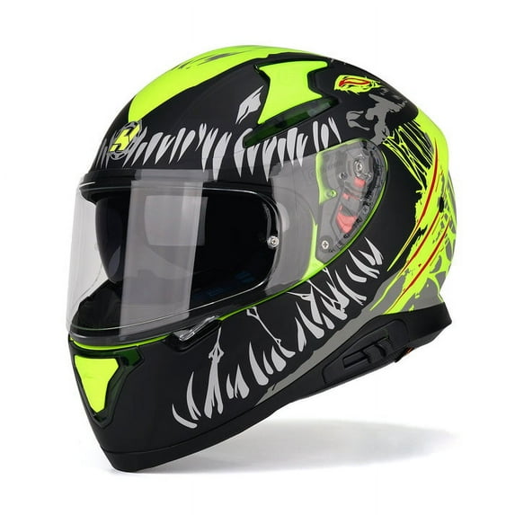 HAX Full Face Motorcycle Helmet with Dual Rear Wing, Motorbike Street Bike Helmet with Pinlock Ready Plastic Nails for Adult,DOT Approved(Impulse Devour Yellow,XXL)