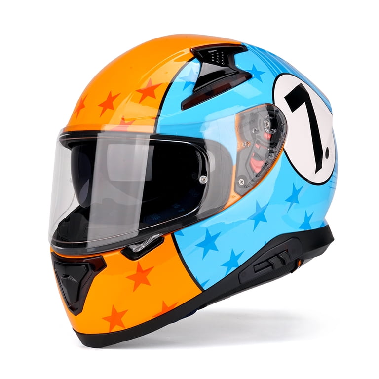 HAX Full Face Motorcycle Helmet, Dual Rear Wing, Street Bike, DOT Approved,  Pinlock Ready (Impulse Gulf Livery, S) - Walmart.com