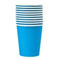 thumbnail image 1 of HAXMNOU 10 Pcs 9oz Disposable Paper Cups Colored Party Cups Paper Party Cups Disposable Rainbow Design for Birthday Parties Weddings Baby Showers Office and Everyday Use, Blue, 1 of 4