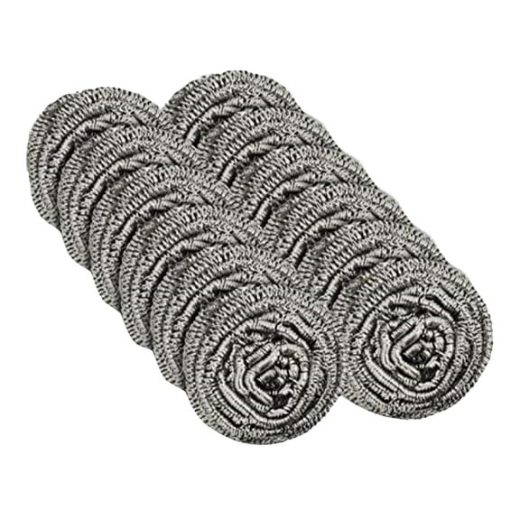 HAXMNOU 12 Pcs Steel Wool Scrubber Pads Stainless Steel Scrubber Steel Wool Scrubber Metal Kitchen Scrubbing Sponges Scouring Pad for Cookware Cleaning and Rust Removal, Silver