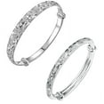 thumbnail image 1 of HAXMNOU 2PCS Pure Silver Bracelet Sterling Silver Gypsophila Bracelet Fashion Jewelry Silver Bangle, 1 of 7