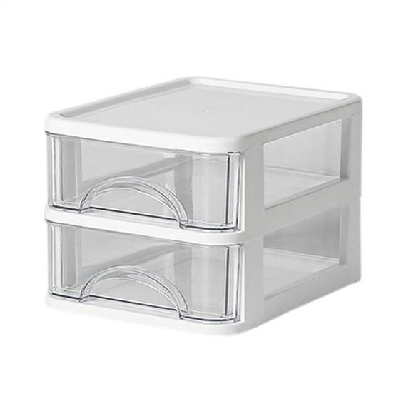 HAXMNOU Acrylic Table Drawer Acrylic Storage Drawers Transparent Desktop Organizer Box and Stackable Makeup Container for Desk Vanity or Bathroom Countertop Use, 2 Layer