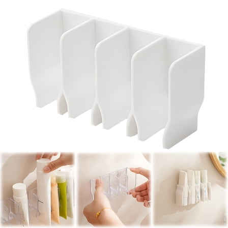 HAXMNOU Adhesive Wall-Mounted Shower Caddy Organizer with Hooks – Rustproof Basket Rack for Bathroom Shampoo, Soap, Conditioner Storage, White