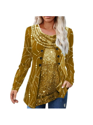 Gold Women's Plus Size Dressy Tops & Jackets