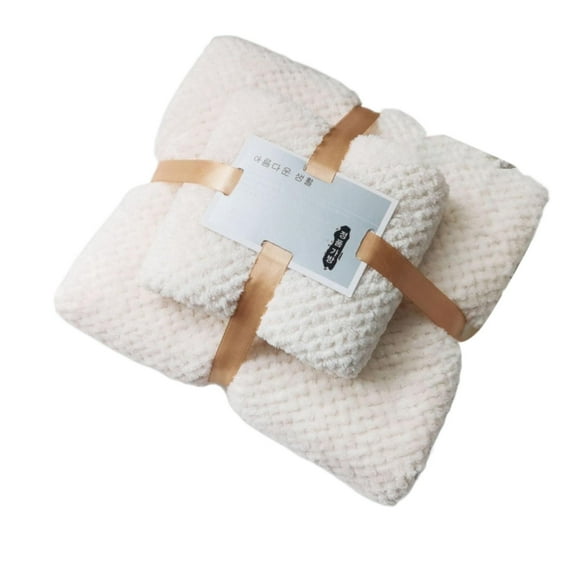 HAXMNOU Clearance Coral Fleece Towel and Bath Towel Set, Super Absorbent and Quick-Drying Towels, Soft and Luxurious for Everyday Use, Perfect for Bath and Shower, White 13.7x29.5 Inch