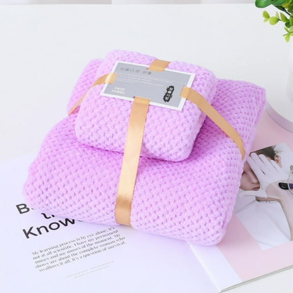 HAXMNOU Coral Fleece Towel and Bath Towel Set, Super Absorbent and Quick-Drying Towels, Soft and Luxurious for Everyday Use, Perfect for Bath and Shower, Purple 27.5x55.1 Inch