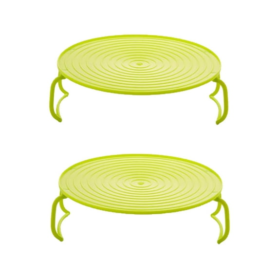 HAXMNOU Dish Racks for Kitchen Counter 2pcs Microwave Folding Tray Microwave Stacker Cooker 2 Tier Microwave Plate Stacker Microwave Heating Layered Tray with Foldable Handles (Green)