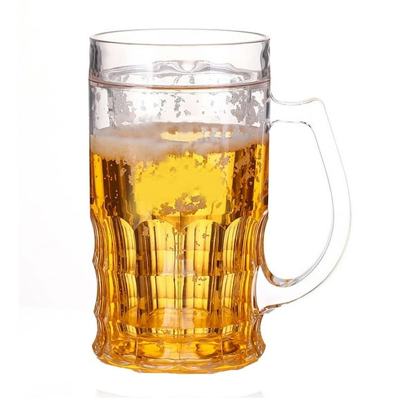 HAXMNOU Fake Beer Mug Double Layer Funny Beer Mug, Transparent Joke Cup and Novelty Drinking Glass for Prank Gag Gift Party Display or Bar Decor