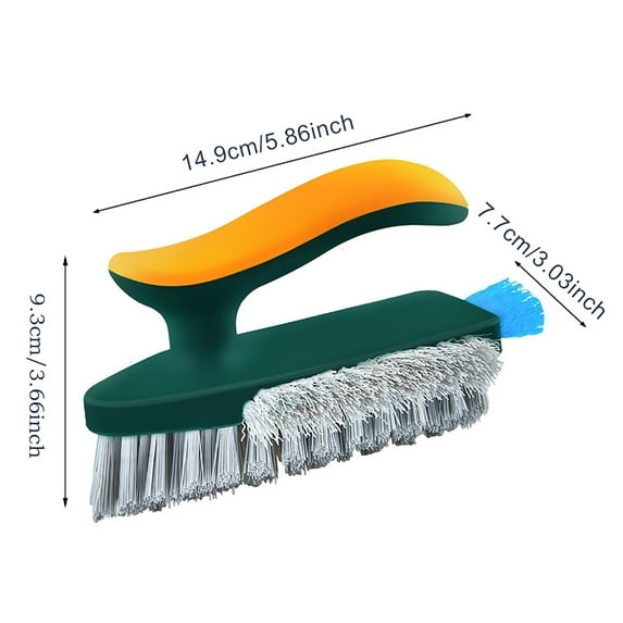 HAXMNOU Green, Scrub Brush 4-in-1 Grout Brush Heavy-Duty Scrub Brushes Multi-Surface Cleaner with Handle for Tiles Bathroom Wall Kitchen Sink Floor Grout Lines and Crevices Cleaning