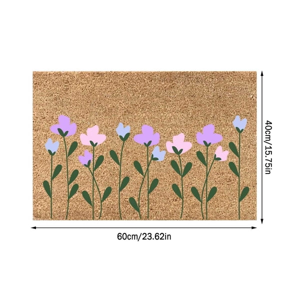 Hello Summer Doormat, Bright Seasonal Welcome Mat for Front Porch or Entryway, Coir Surface with Non-Slip Rubber Back for Indoor and Outdoor Use