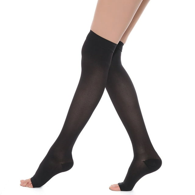 HAXMNOU Knee High Socks Sheer Compression Stockings Thigh High Firm ...