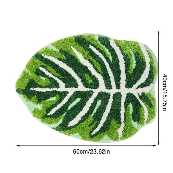HAXMNOU Leaf Bathroom Rug and Bath Mat, Soft Non-Slip Absorbent Floor Mat for Shower Area, Leaf-Shaped Decorative Carpet for Bathroom or Home Use, A