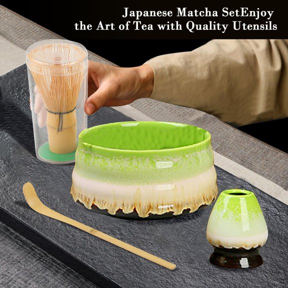 HAXMNOU Matcha Whisk Set - Matcha Starter Kit - Japanese Tea Set - Bamboo Chasen and Tea Ceremony Tools for Traditional Green Tea Preparation and Meditation Moments