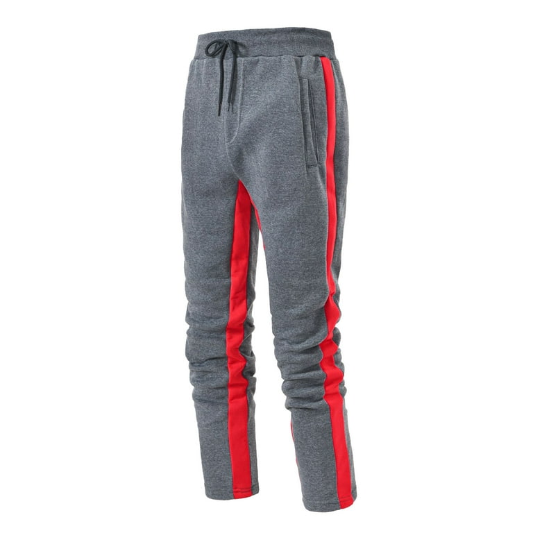 HAXMNOU Men Drawstring Track Pants Sport Jogging Bottoms Joggers Gym Sweatpants Trousers Grey XL