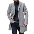 thumbnail image 1 of HAXMNOU Men Wool Coat Winter Trench Coats Long Sleeve Button Up Jacket Outwear Overcoat Grey XXL, 1 of 4