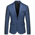 thumbnail image 1 of HAXMNOU Men's Tuxedo Jacket Notched Lapel One Button Suit Blazer for Dinner Prom Wedding Blue 3XL, 1 of 3