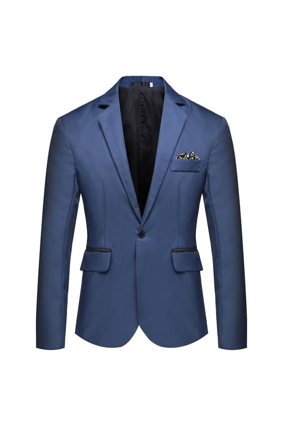 Men's Tuxedo Jacket Notched Lapel One Button Suit Blazer for Dinner Prom Wedding Blue 4XL