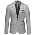 thumbnail image 1 of HAXMNOU Men's Tuxedo Jacket Notched Lapel One Button Suit Blazer for Dinner Prom Wedding Gray 4XL, 1 of 3