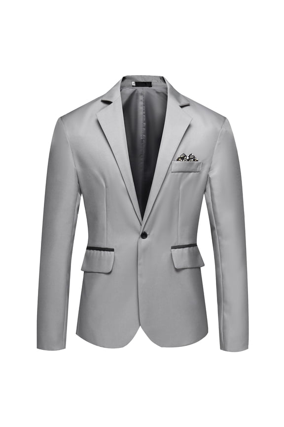 Men's Tuxedo Jacket Notched Lapel One Button Suit Blazer for Dinner Prom Wedding Gray 4XL