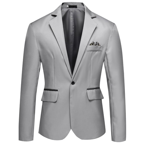 HAXMNOU Men's Tuxedo Jacket Notched Lapel One Button Suit Blazer for Dinner Prom Wedding Gray 4XL
