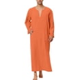 thumbnail image 1 of HAXMNOU Mens Cotton Long Sleeve Sleep Shirt Nightshirt Nightgown Pajamas Sleepwear Soft Comfy Nightgown Loose Sleep Shirt Orange M, 1 of 4