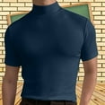 thumbnail image 1 of HAXMNOU Mens T Shirt Short Sleeve Basic Turtleneck Slim Fit Pullover Solid Tops Blue XXXL, 1 of 5