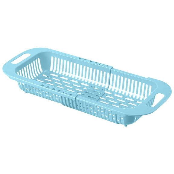 HAXMNOU Over The Sink Dish Drainer Drying Rack Household Retractable Vegetable Sink Drain Basket Kitchen Sink Drain Rack ,Clearance item! (Blue)