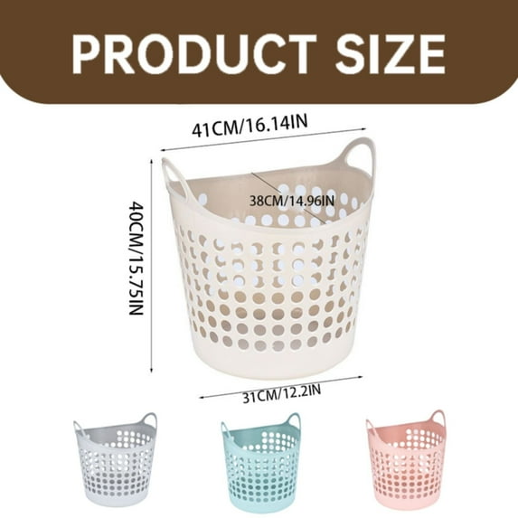 HAXMNOU Plastic Laundry Basket Hamper, Flexible Dirty Laundry Basket, Portable Flexible Laundry Basket with Handles – Breathable Foldable Storage SolutionA